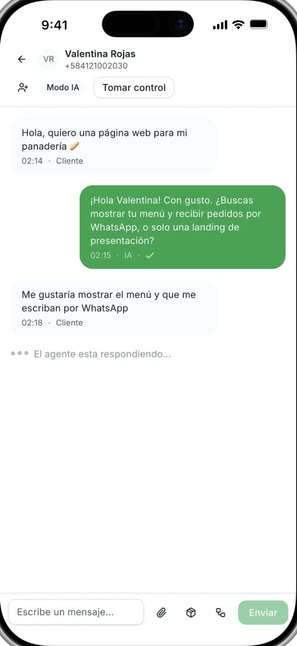 Conversación en la app de Nodo para operadores